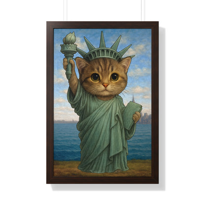 Statue of Meowberty Framed Wall Art