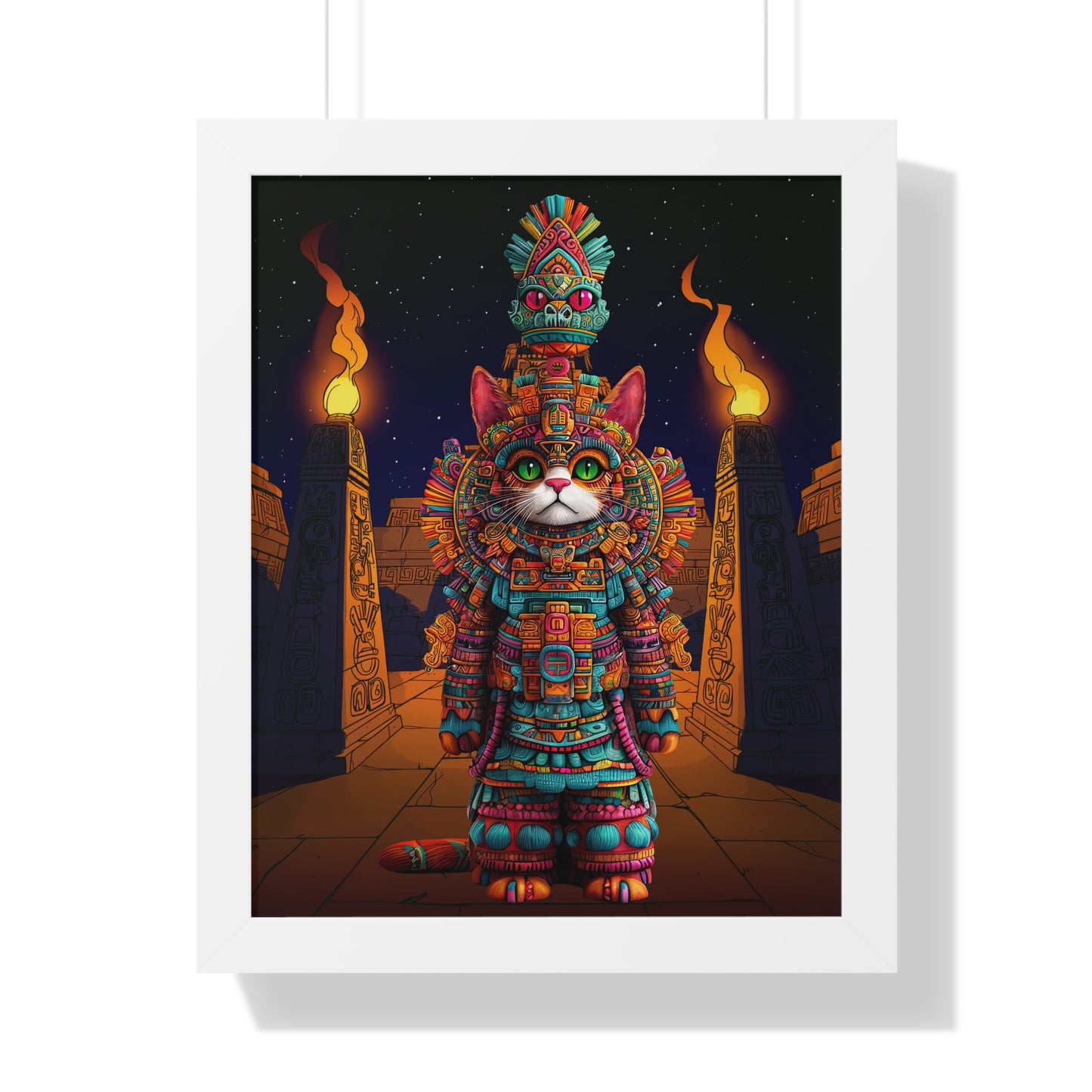 Azteca Gatito Framed Wall Art