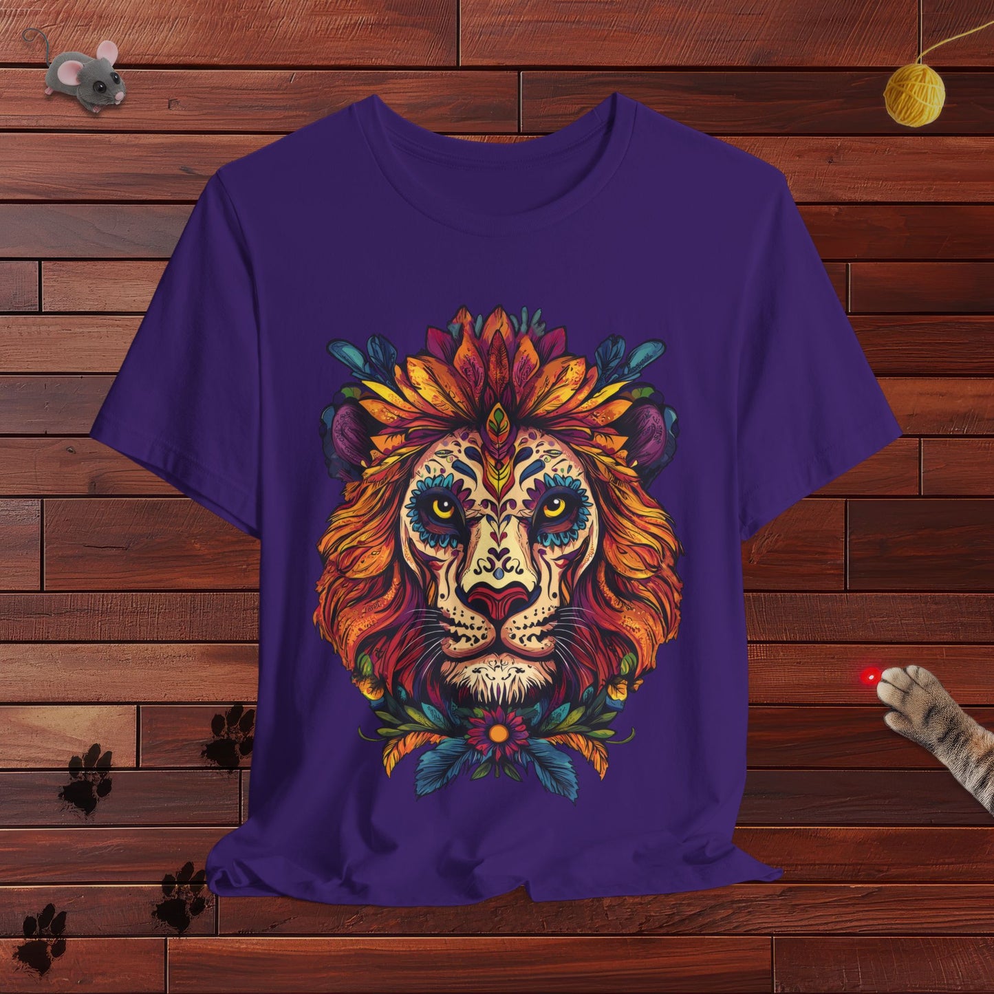 Dia De Muerte Lion Mens Tee