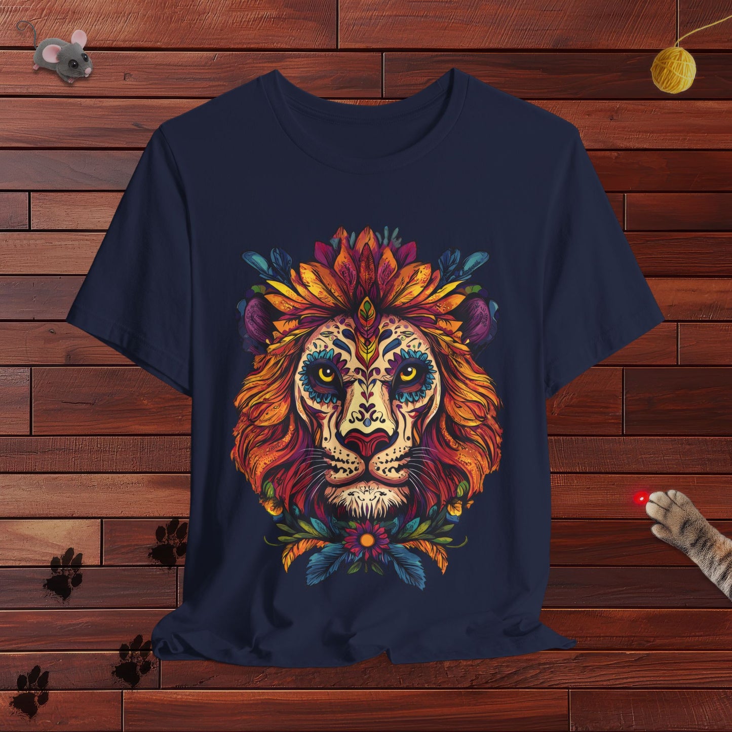 Dia De Muerte Lion Mens Tee