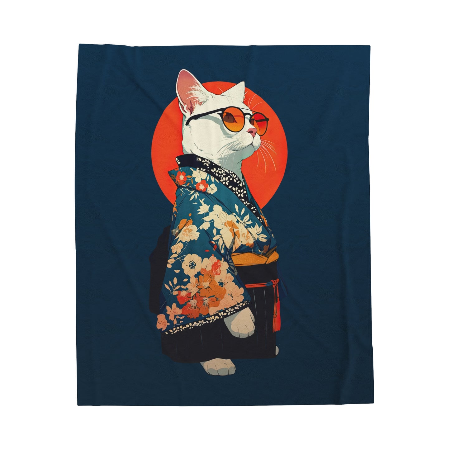 Kimono Kitty Velveteen Plush Blanket