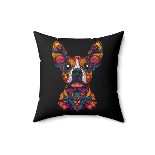 Dia De Muerte Frenchie Throw Pillow