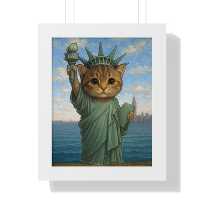 Statue of Meowberty Framed Wall Art