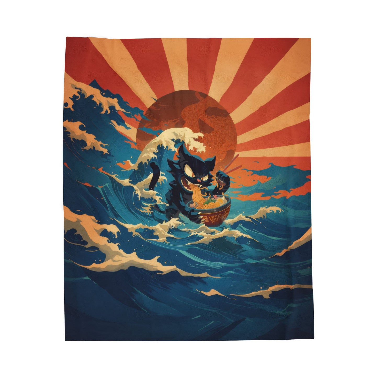 Ramen Kitty Velveteen Plush Blanket