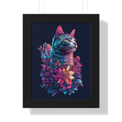 Floral Cat Framed Wall Art