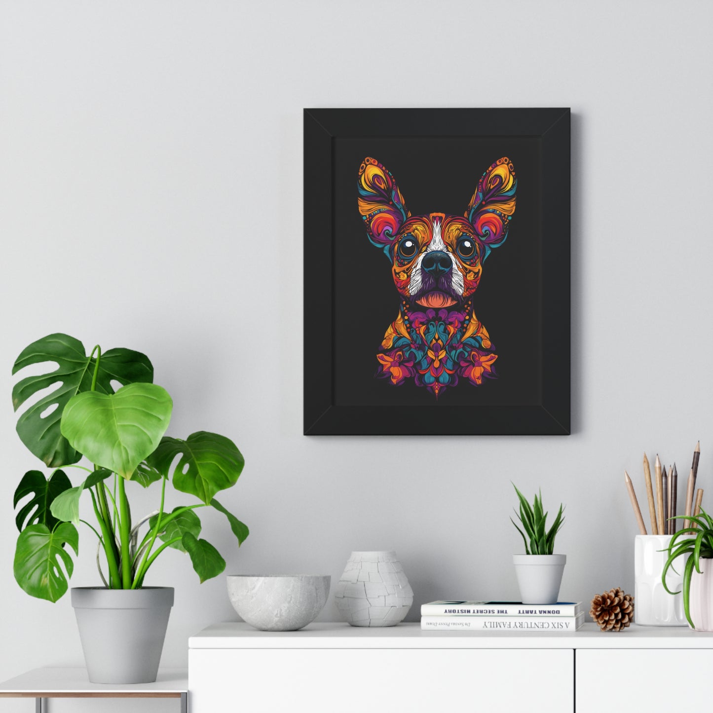 Dia De Muerte Frenchie Framed Wall Art