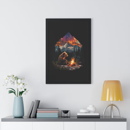 Camping Bear Framed Wall Art