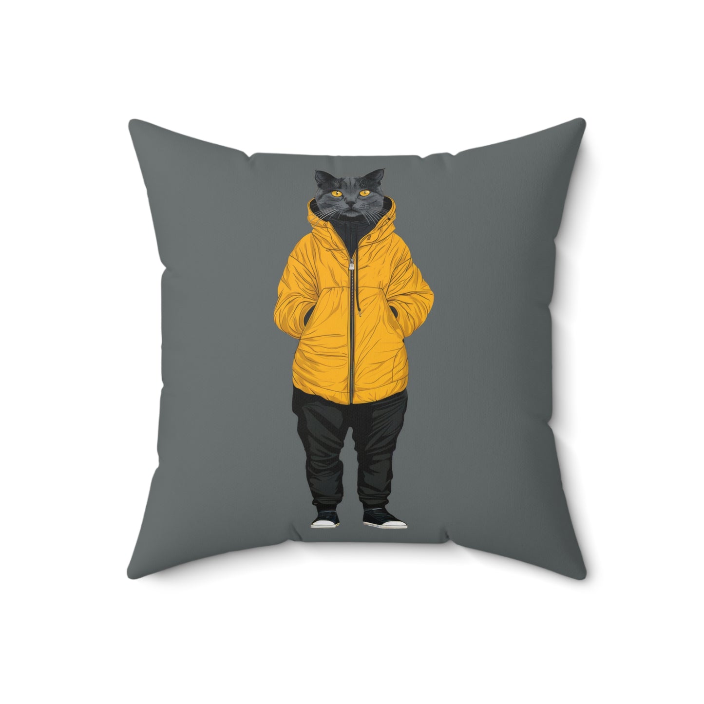 Yellow Jacket Cat Throw Pillow