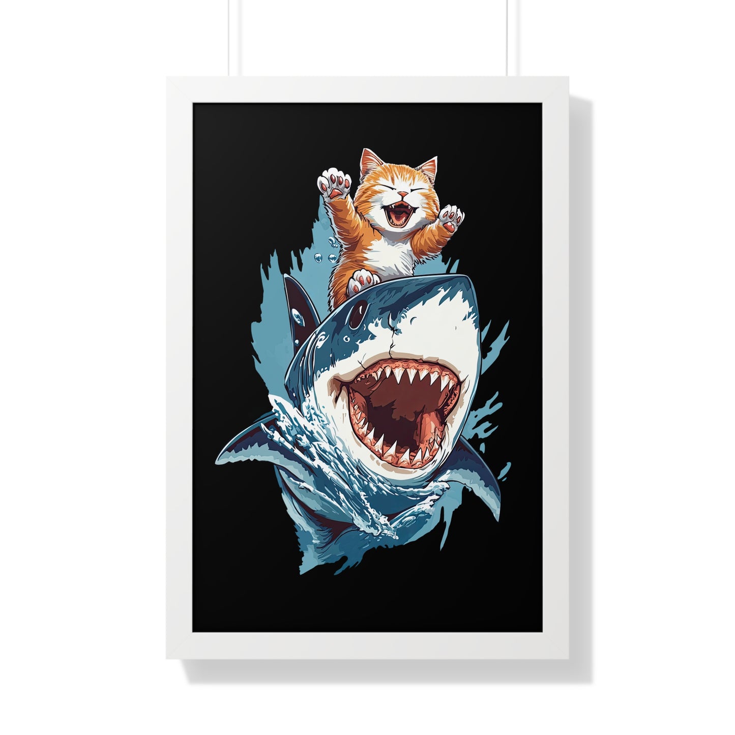 Shark Surfing Framed Wall Art