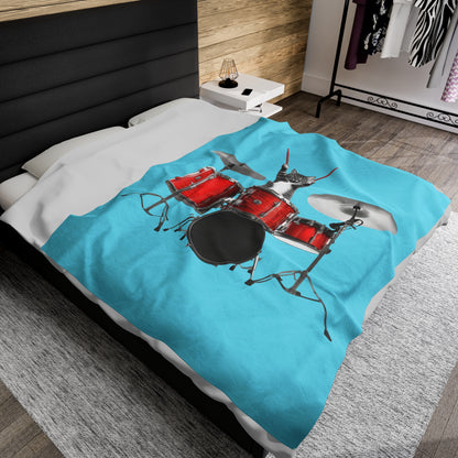 The Cutest Drummer Velveteen Plush Blanket