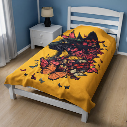 Butterfly Kitty Velveteen Plush Blanket