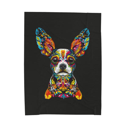 Dia De Muerte Doggo Velveteen Plush Blanket