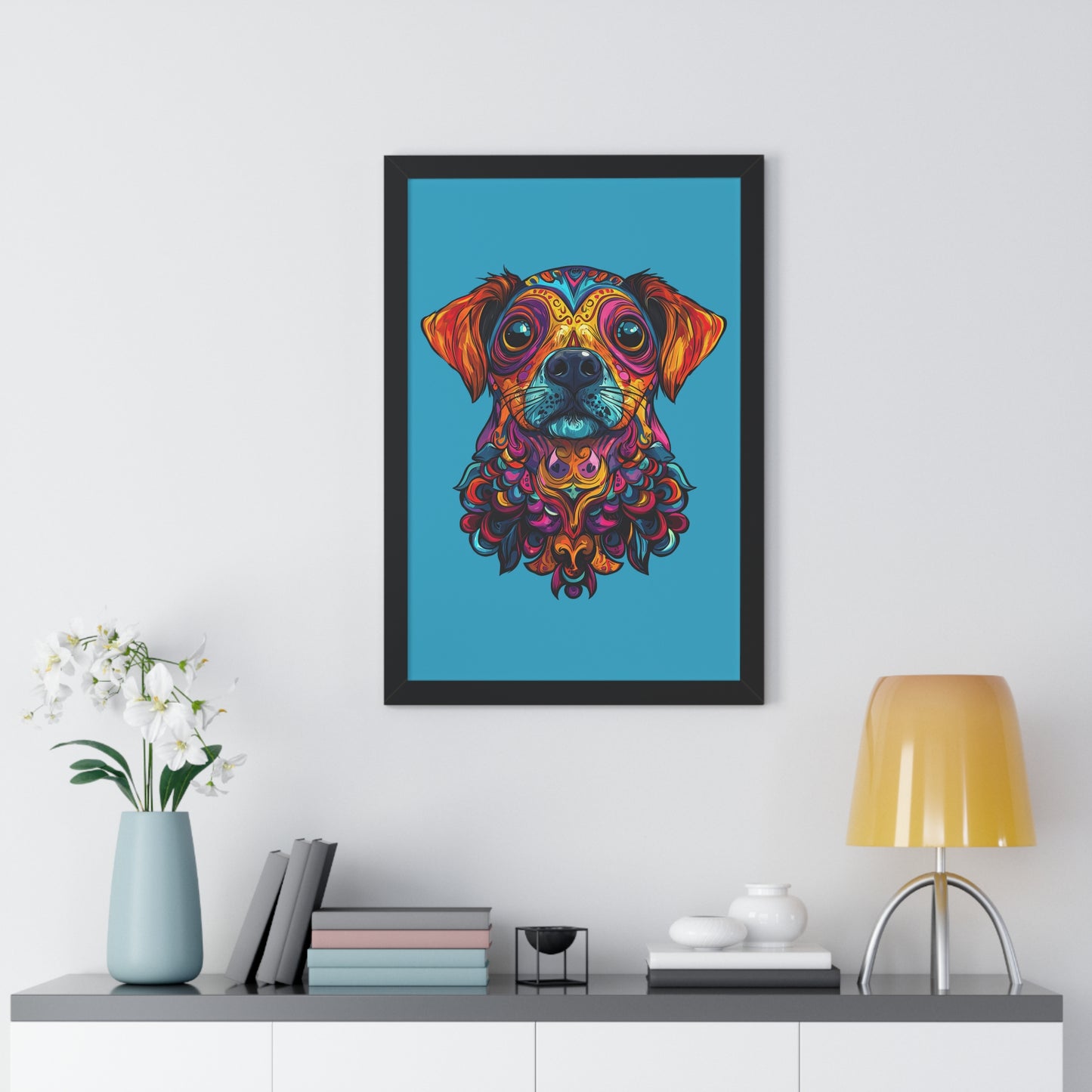 Dia De Muerte Perrito Framed Wall Art