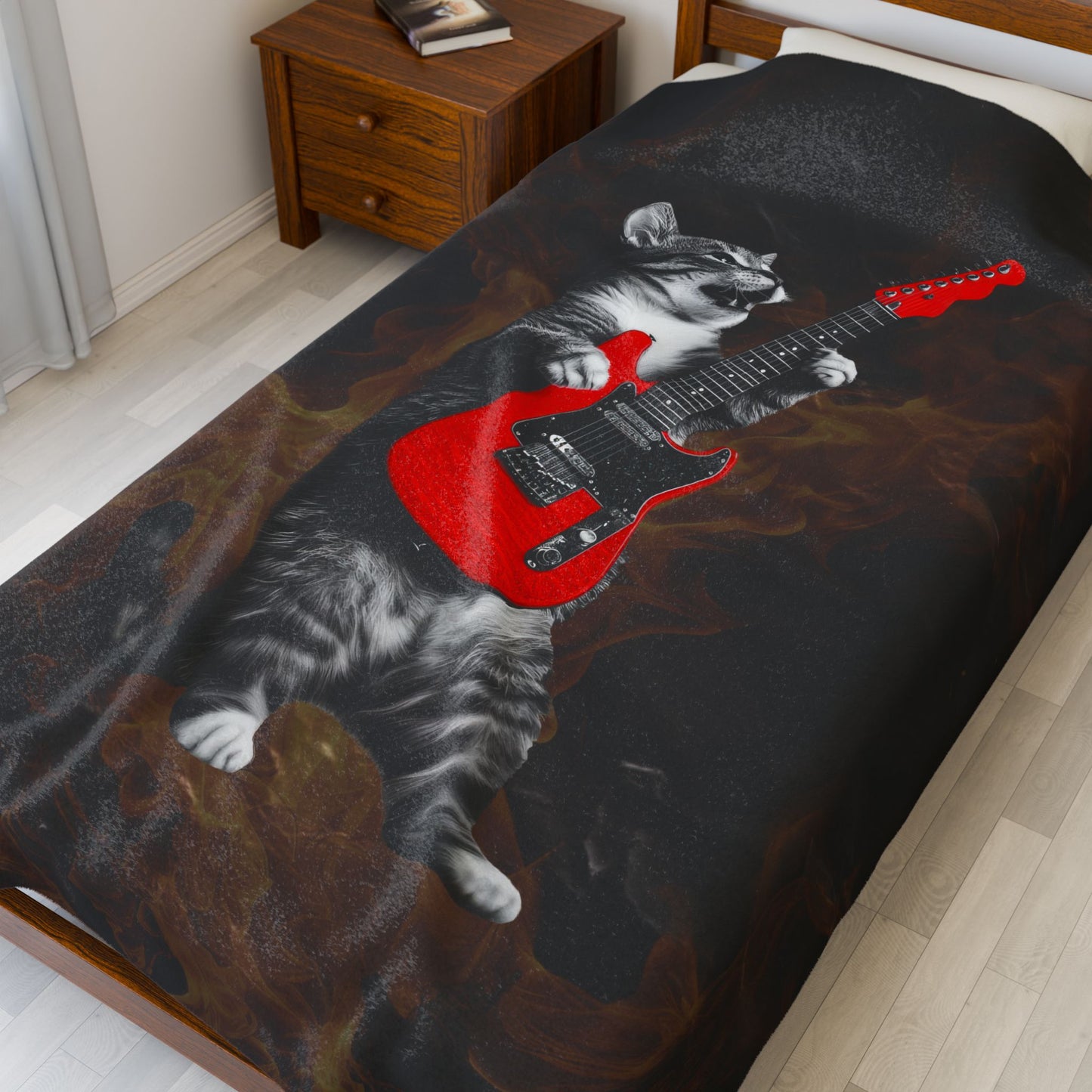 Guitar Gato Velveteen Plush Blanket