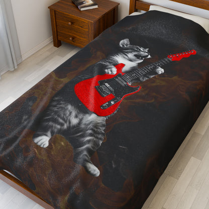 Guitar Gato Velveteen Plush Blanket
