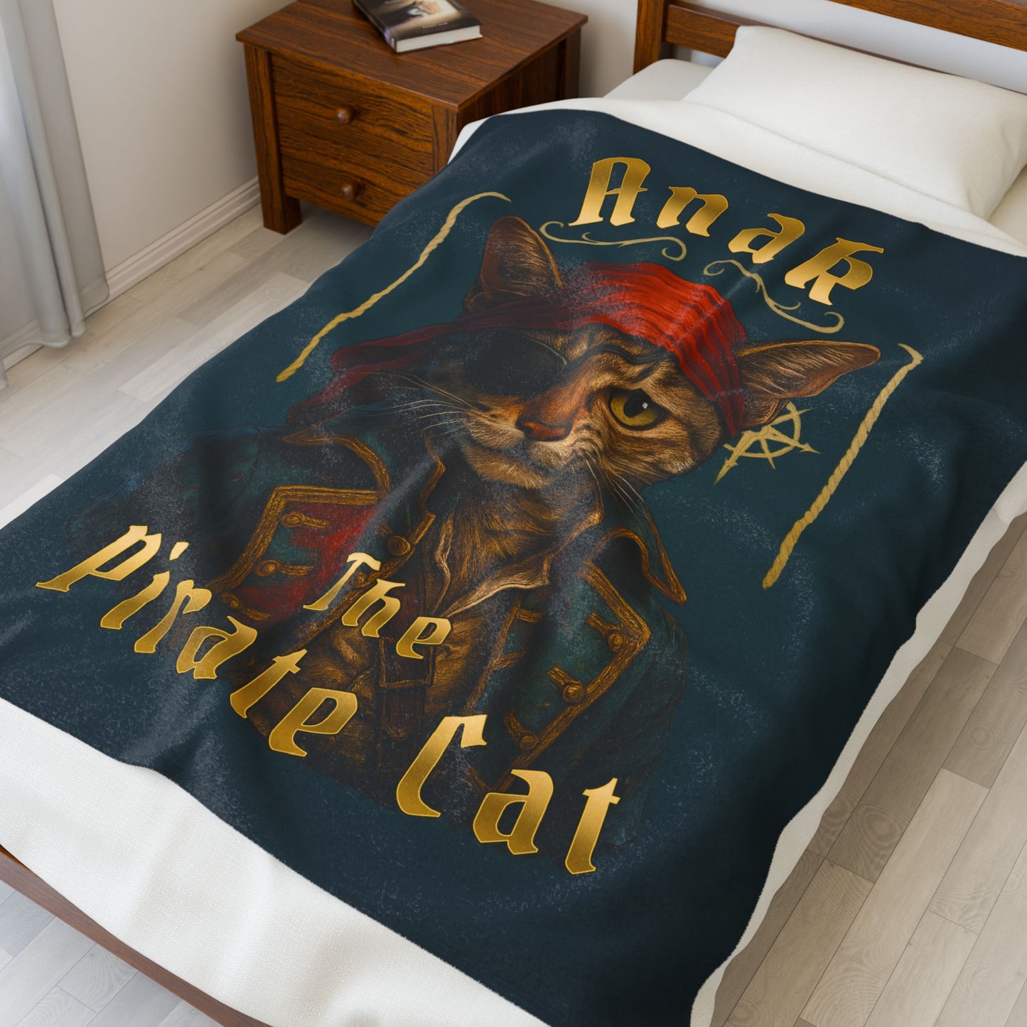 Anak The Pirate Cat Velveteen Plush Blanket