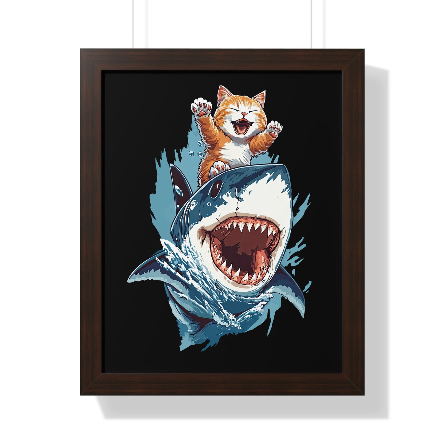 Shark Surfing Framed Wall Art