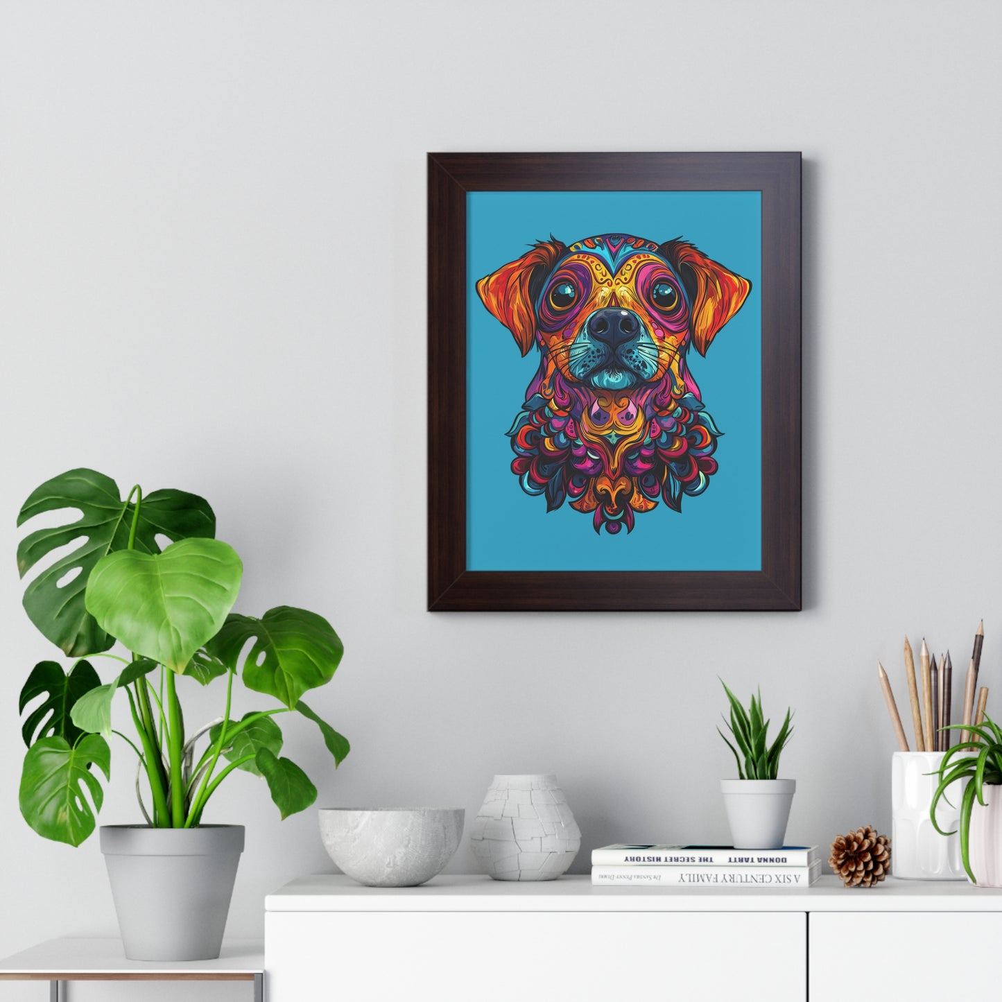 Dia De Muerte Perrito Framed Wall Art