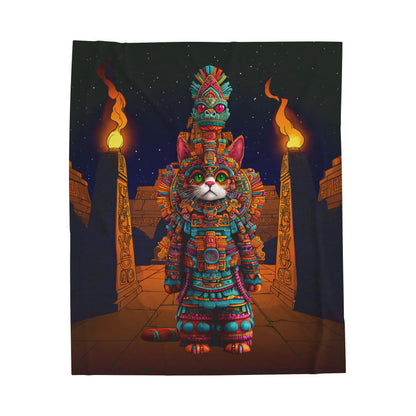 Azteca Gatito Velveteen Plush Blanket