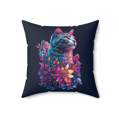 Floral Cat Throw Pillow