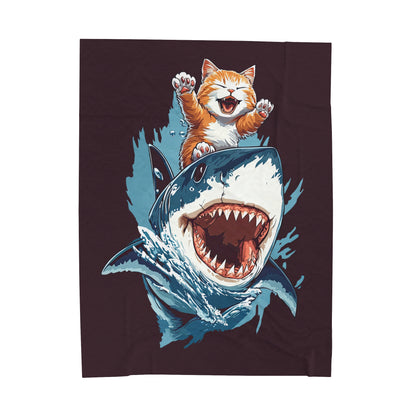 Shark Surfing Velveteen Plush Blanket