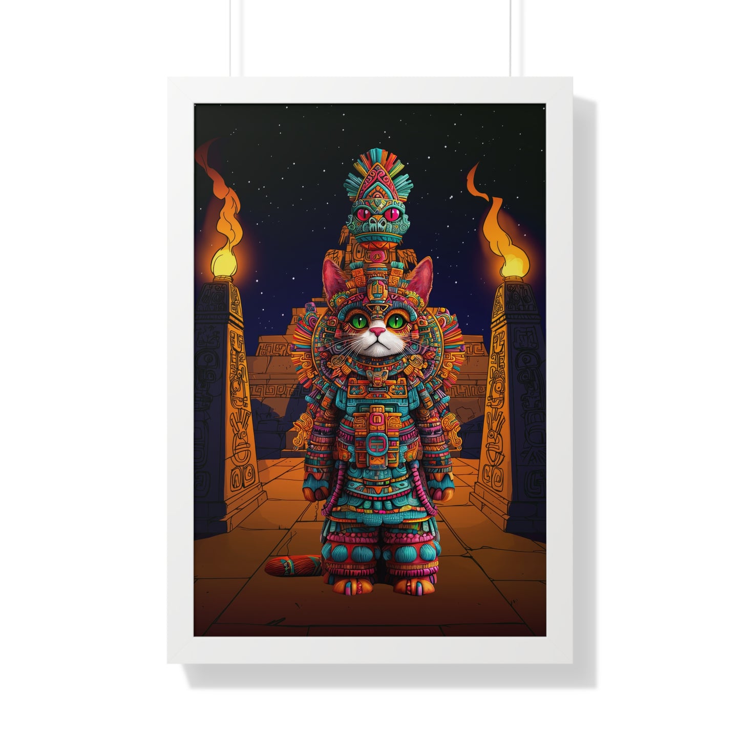 Azteca Gatito Framed Wall Art