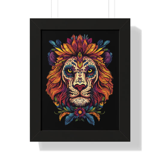 Dia De Muertos Lion Framed Wall Art