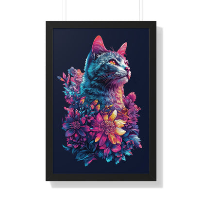 Floral Cat Framed Wall Art