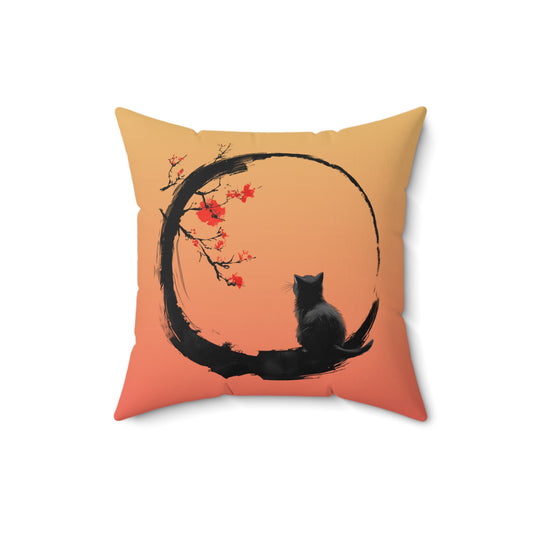 Zen Kitty Throw Pillow