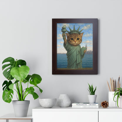 Statue of Meowberty Framed Wall Art
