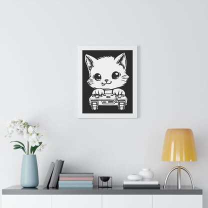 Gamer Kitty Framed Wall Art