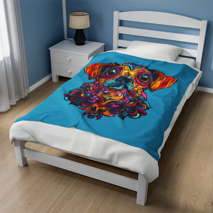 Dia De Muerte Perrito Velveteen Plush Blanket