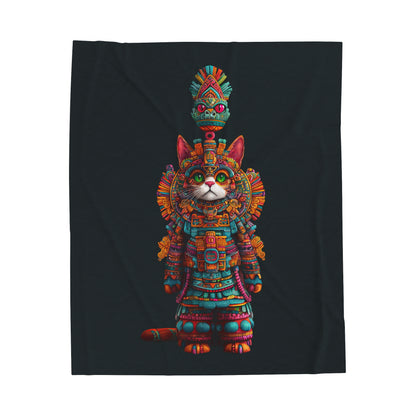 Azteca Gatito Velveteen Plush Blanket