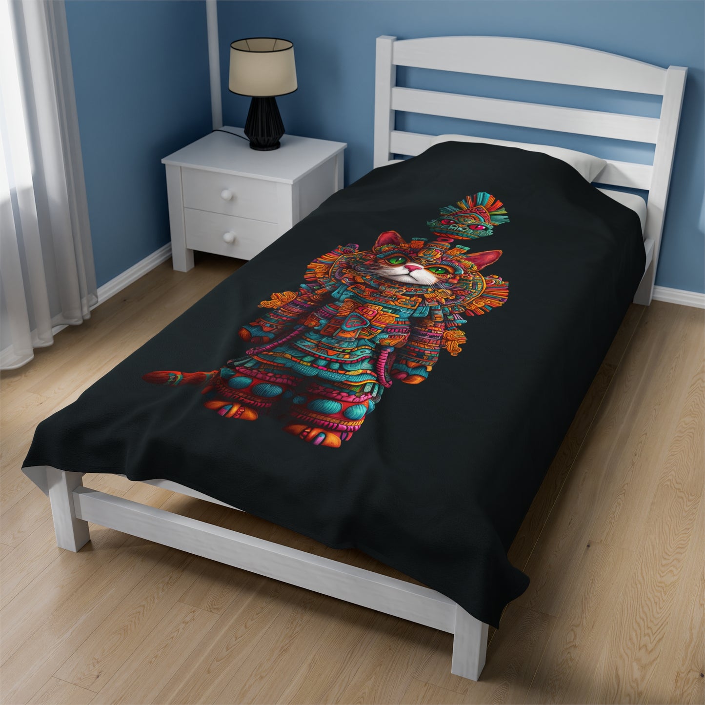 Azteca Gatito Velveteen Plush Blanket