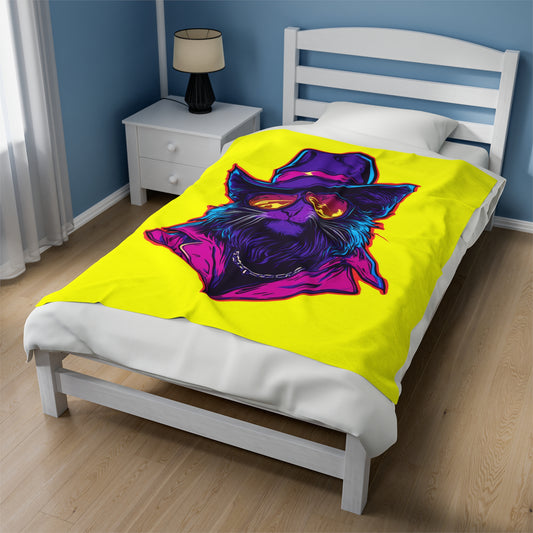 Meowcho Man Velveteen Plush Blanket
