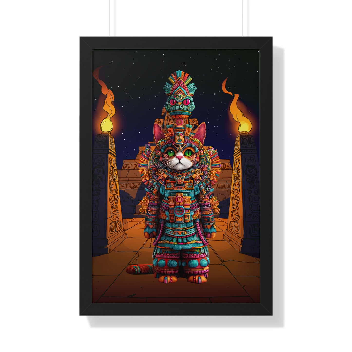 Azteca Gatito Framed Wall Art