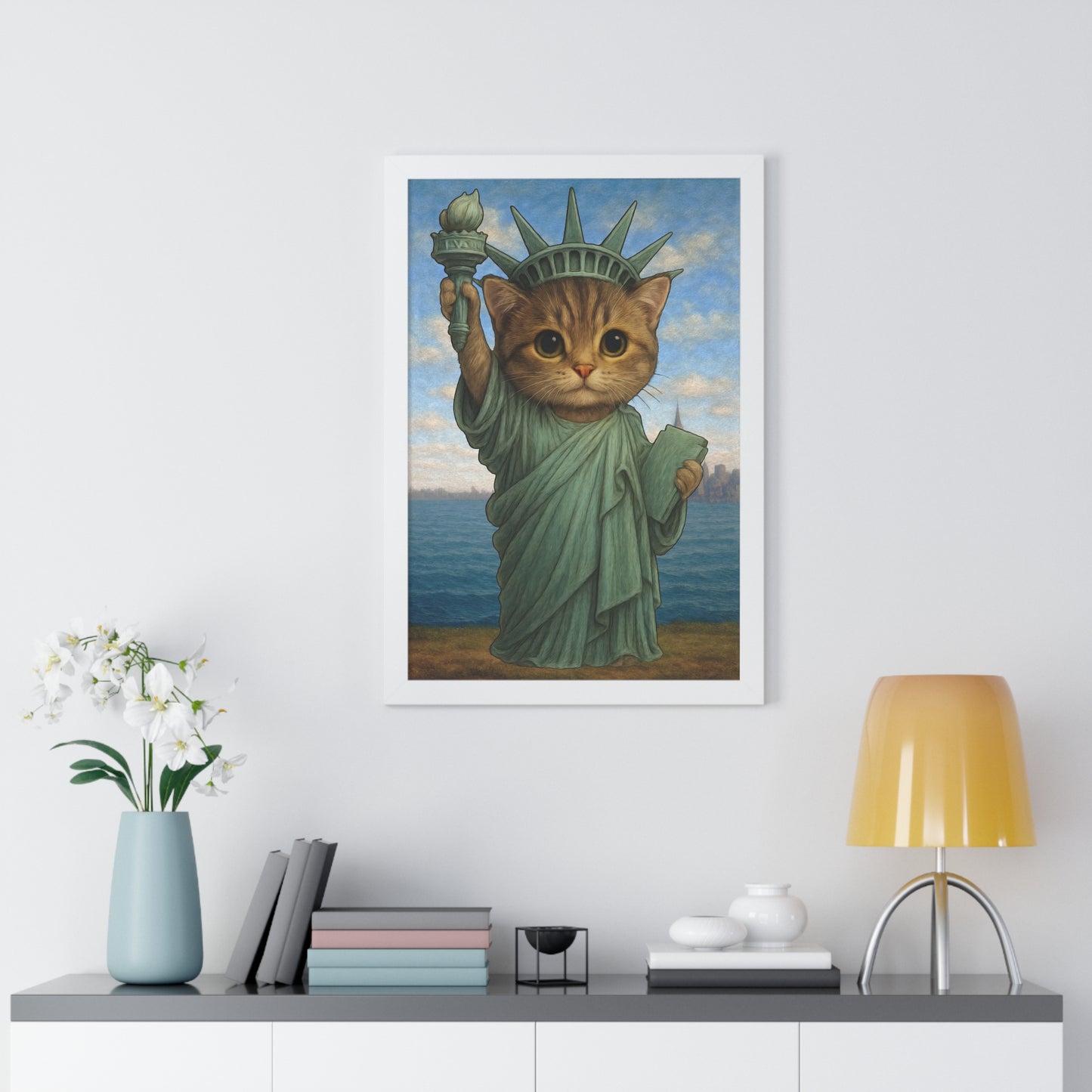 Statue of Meowberty Framed Wall Art