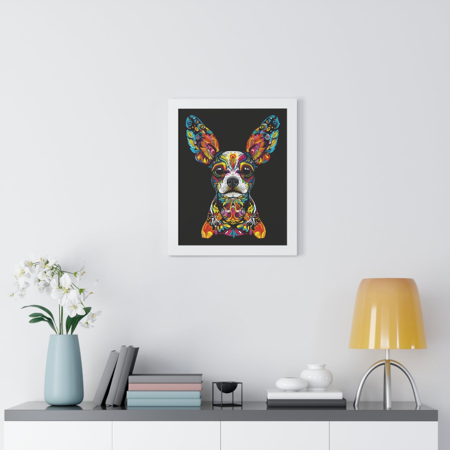 Dia De Muerte Doggo Framed Wall Art