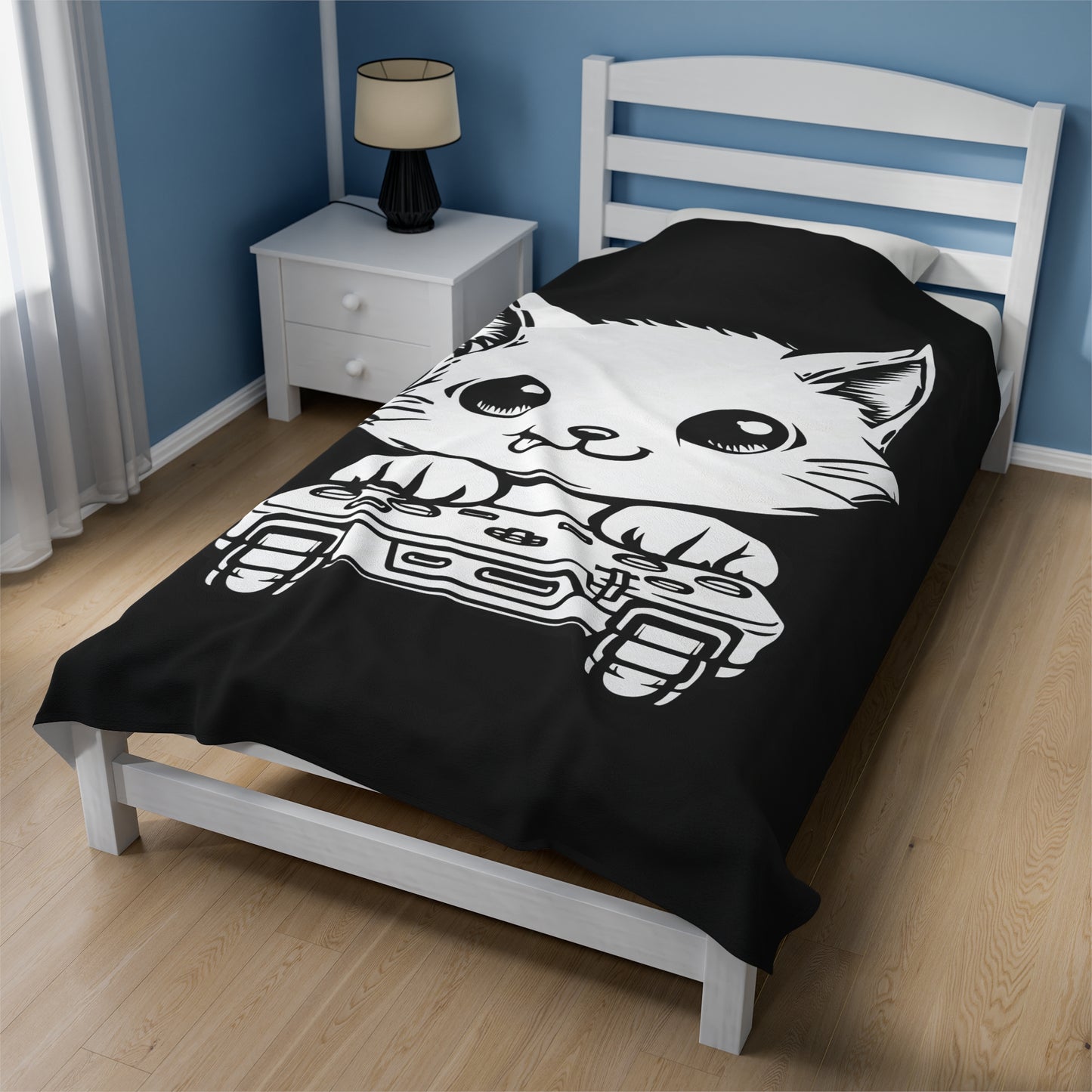 Gamer Kitty Velveteen Plush Blanket