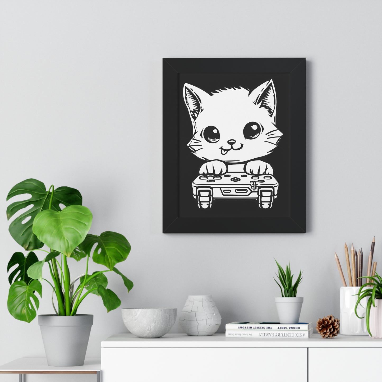 Gamer Kitty Framed Wall Art