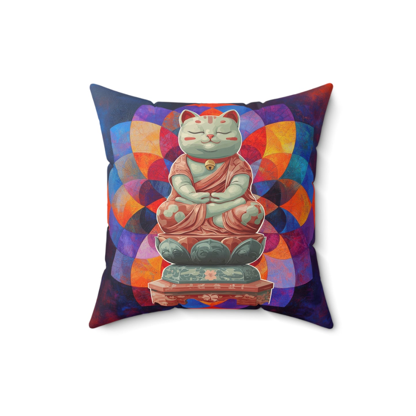 Buddha Kitty Throw Pillow
