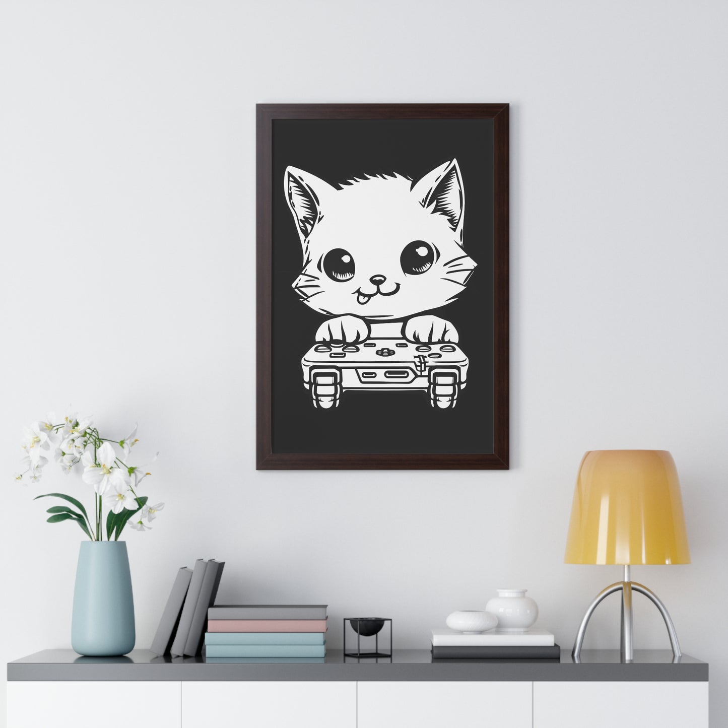 Gamer Kitty Framed Wall Art