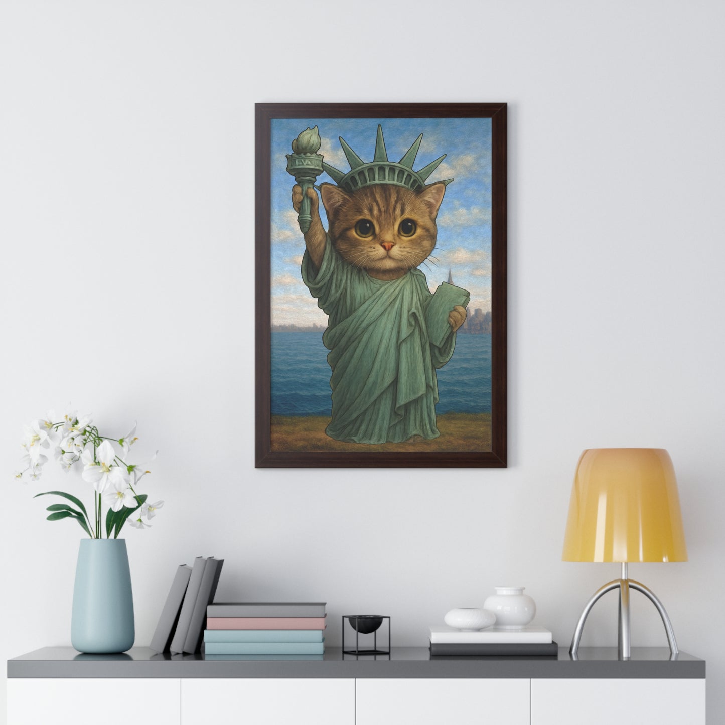 Statue of Meowberty Framed Wall Art