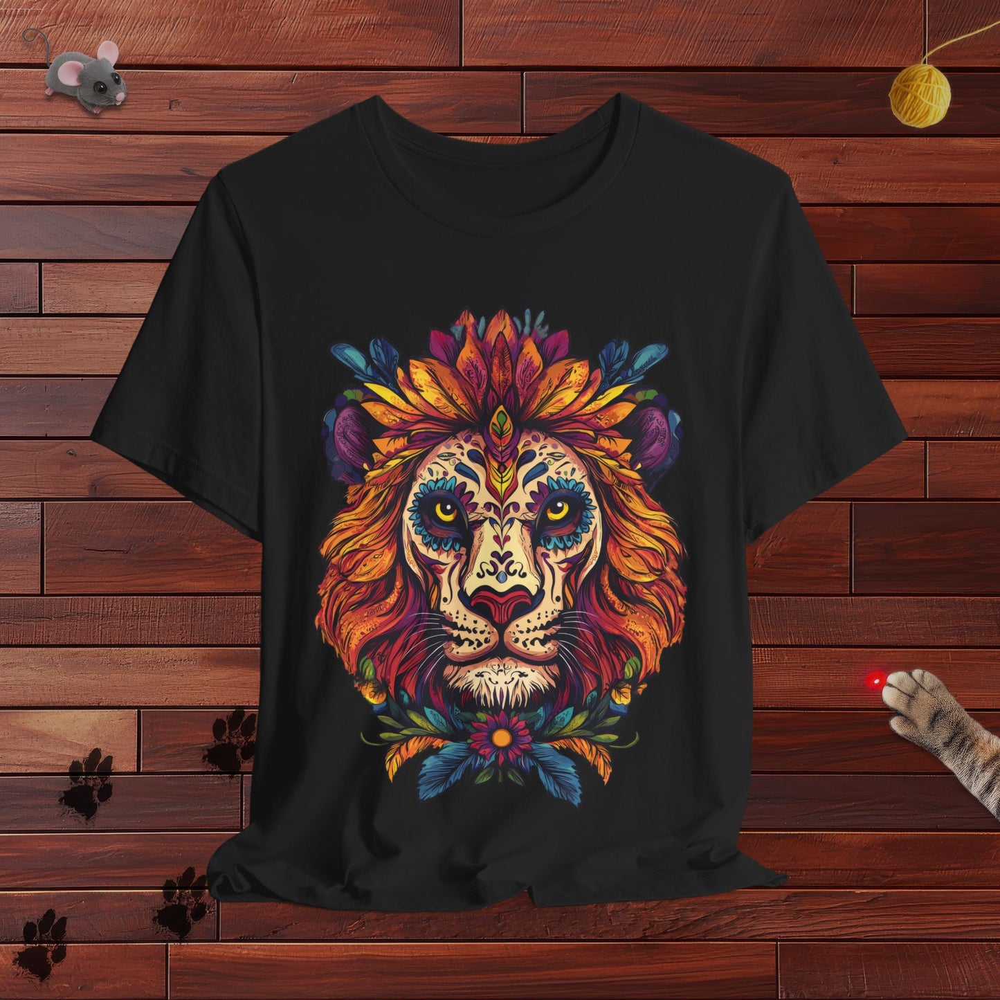 Dia De Muerte Lion Mens Tee