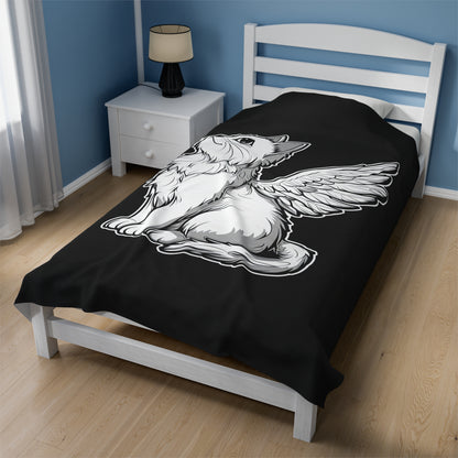 Angel Kitty Velveteen Plush Blanket