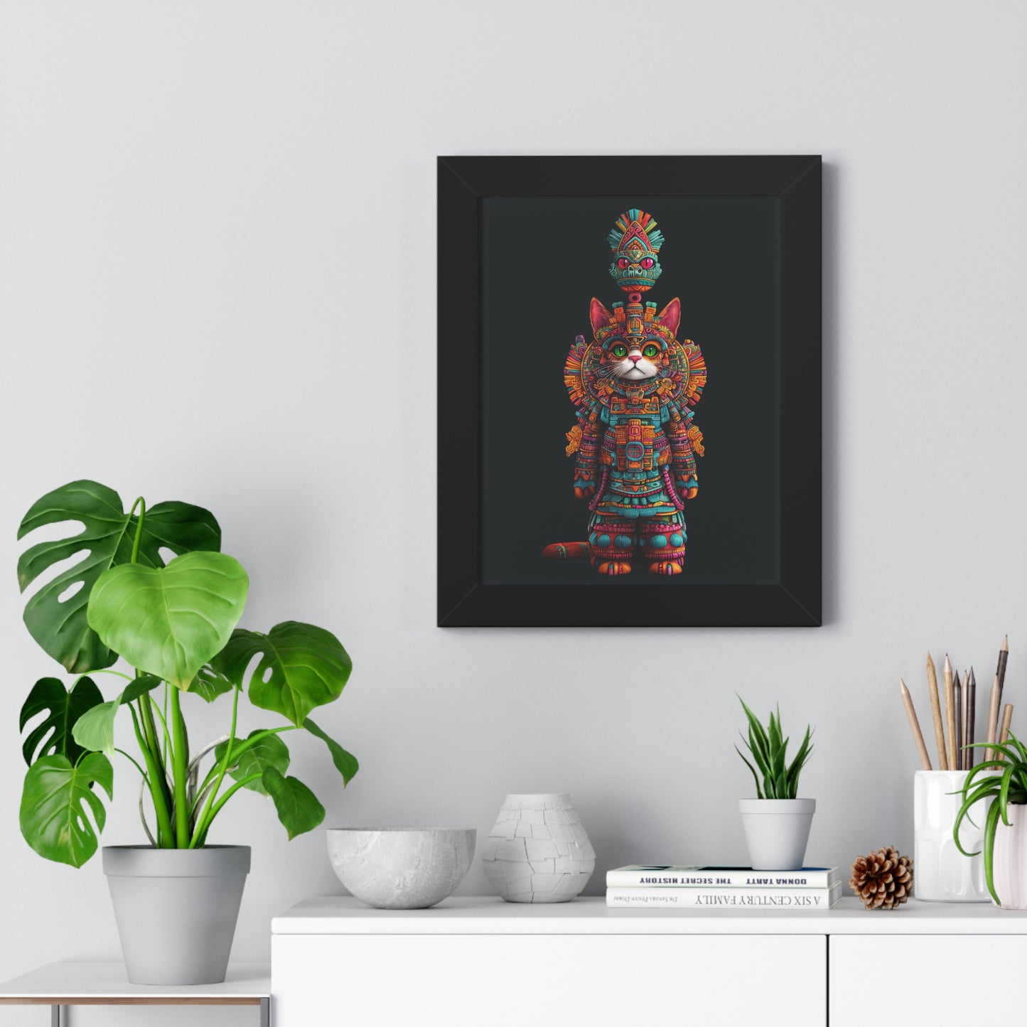 Azteca Gatito Framed Wall Art