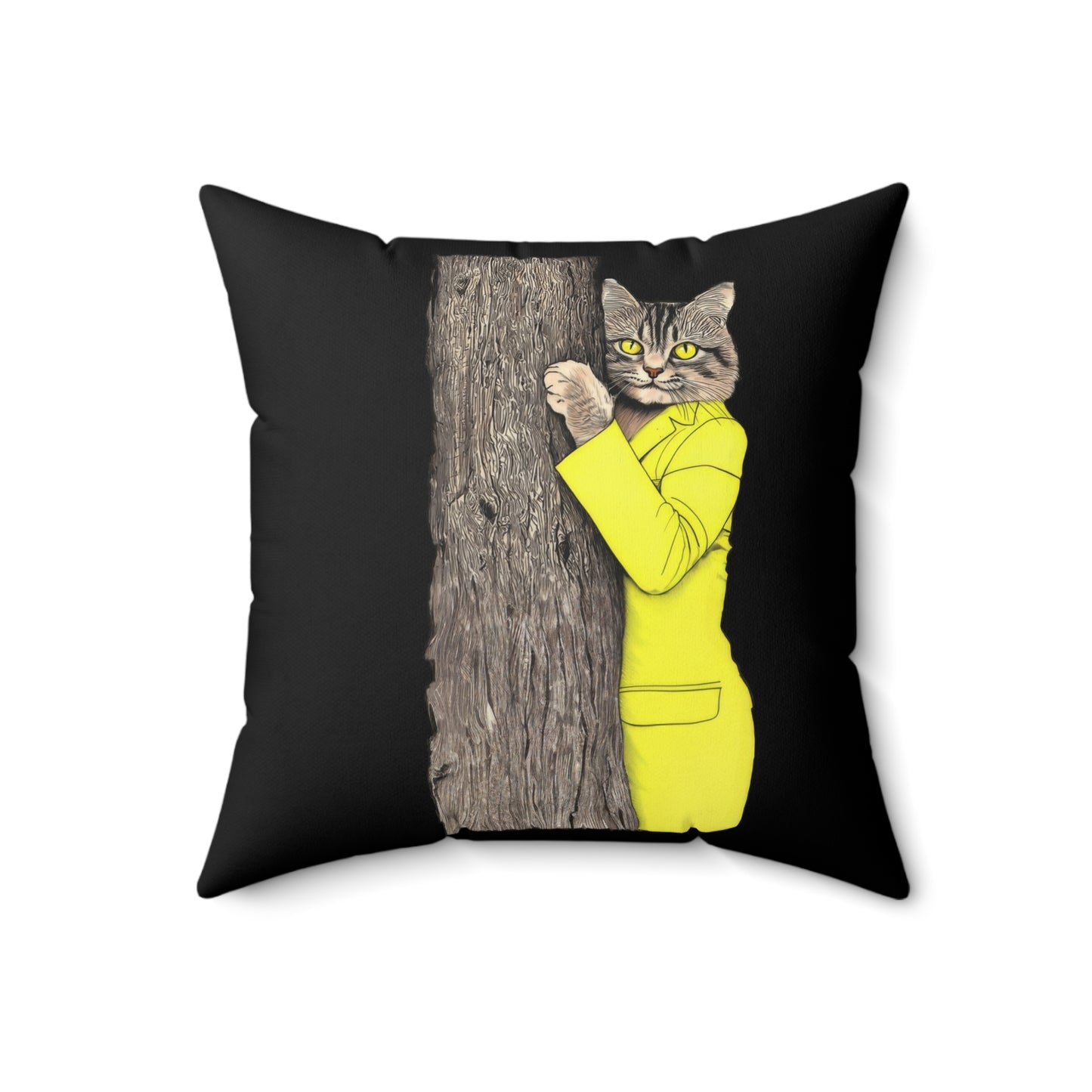 Yellow Jacket Cat Throw Pillow