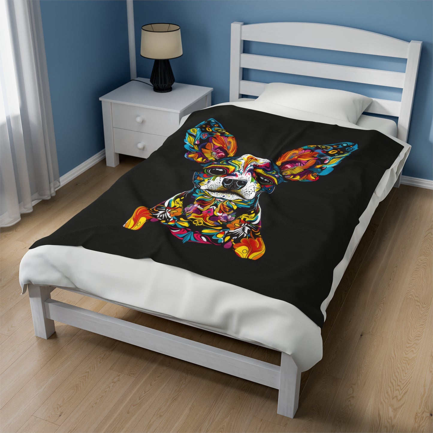 Dia De Muerte Doggo Velveteen Plush Blanket