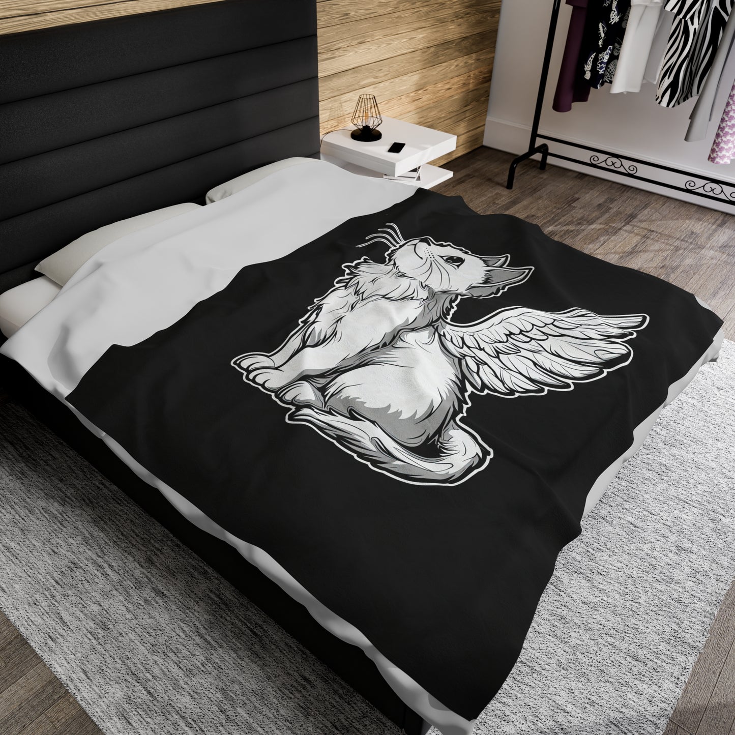 Angel Kitty Velveteen Plush Blanket