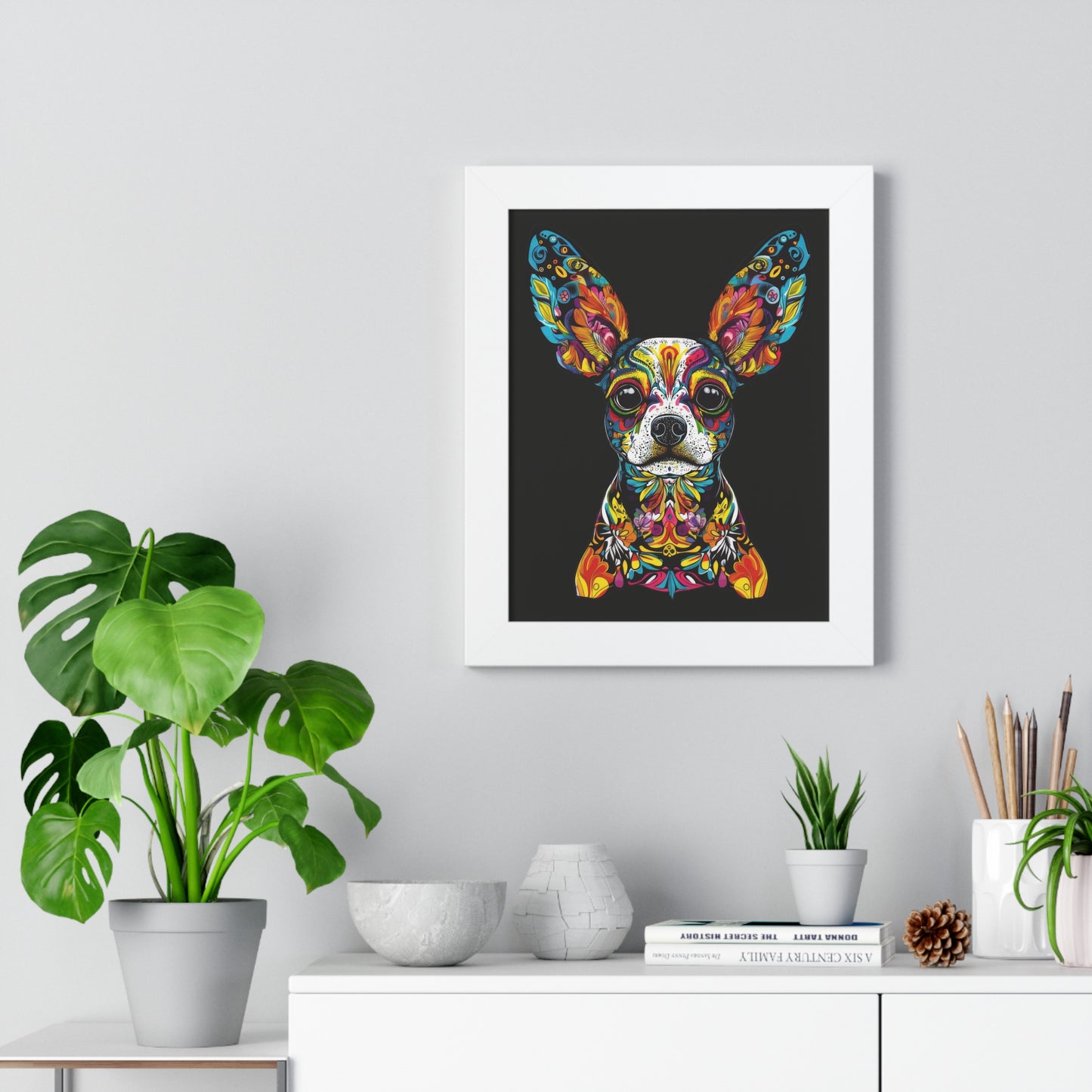 Dia De Muerte Doggo Framed Wall Art